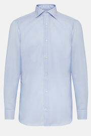 Hemelsblauw Slim Fit Dobby Katoenen Overhemd, Light Blue, hi-res