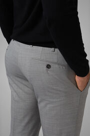 Pantalone In Lana Stretch Slim, Grigio chiaro, hi-res