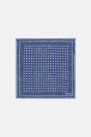 Lniana kwadratowa poszetka ze wzorem w groszki, Blue, hi-res