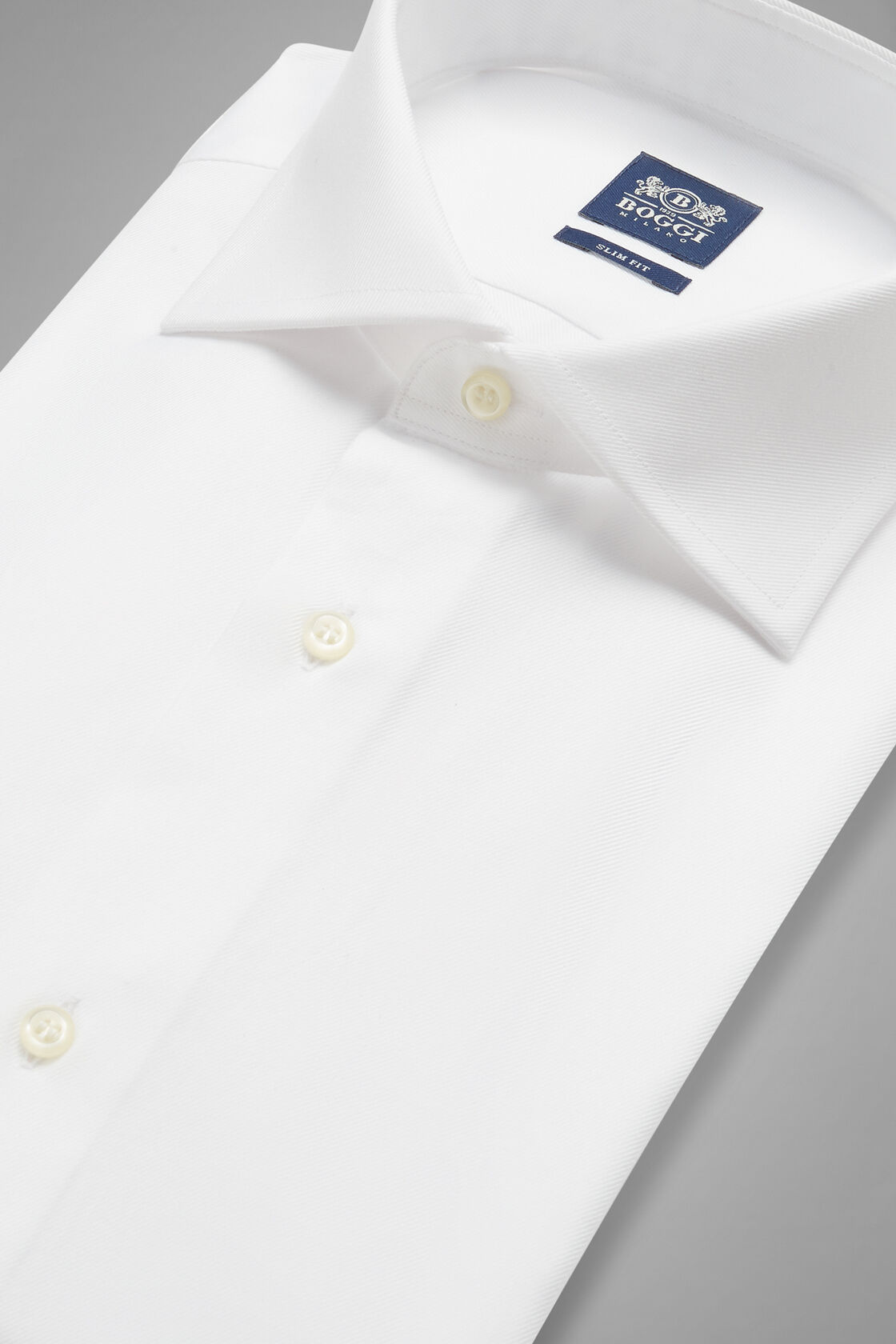 Baumwoll-twill-hemd in weiss slim fit, Weiß, hi-res