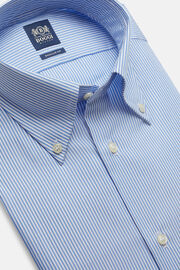 Regular fit sky blue striped cotton shirt, Light Blu, hi-res
