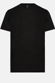 T-Shirt In Jersey Di Lino Stretch Elasticizzato, Nero, hi-res