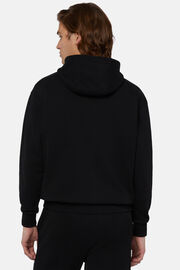 Katoenen sweatshirt met capuchon, Black, hi-res