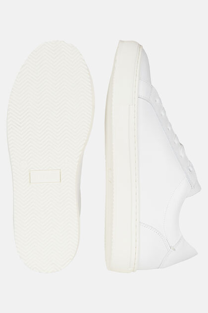 Witte Leren Sneakers, White, hi-res
