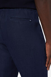Miejskie spodnie z lnu, Navy blue, hi-res
