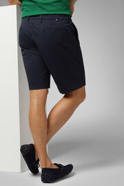 Plain Cotton Gabardine Bermuda Shorts, Blue, hi-res