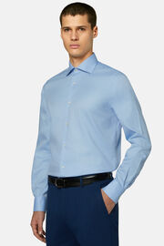 Slim Fit Sky Blue Cotton Twill Shirt, Light Blu, hi-res