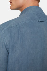 Λινό πουκάμισο κανονικής εφαρμογής σε χρώμα μπλε indigo, Indigo, hi-res