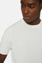 Weißes Strick-T-Shirt Aus Baumwollkrepp, Weiß, hi-res