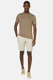 T-Shirt in Stretch Linen Jersey, Taupe, hi-res
