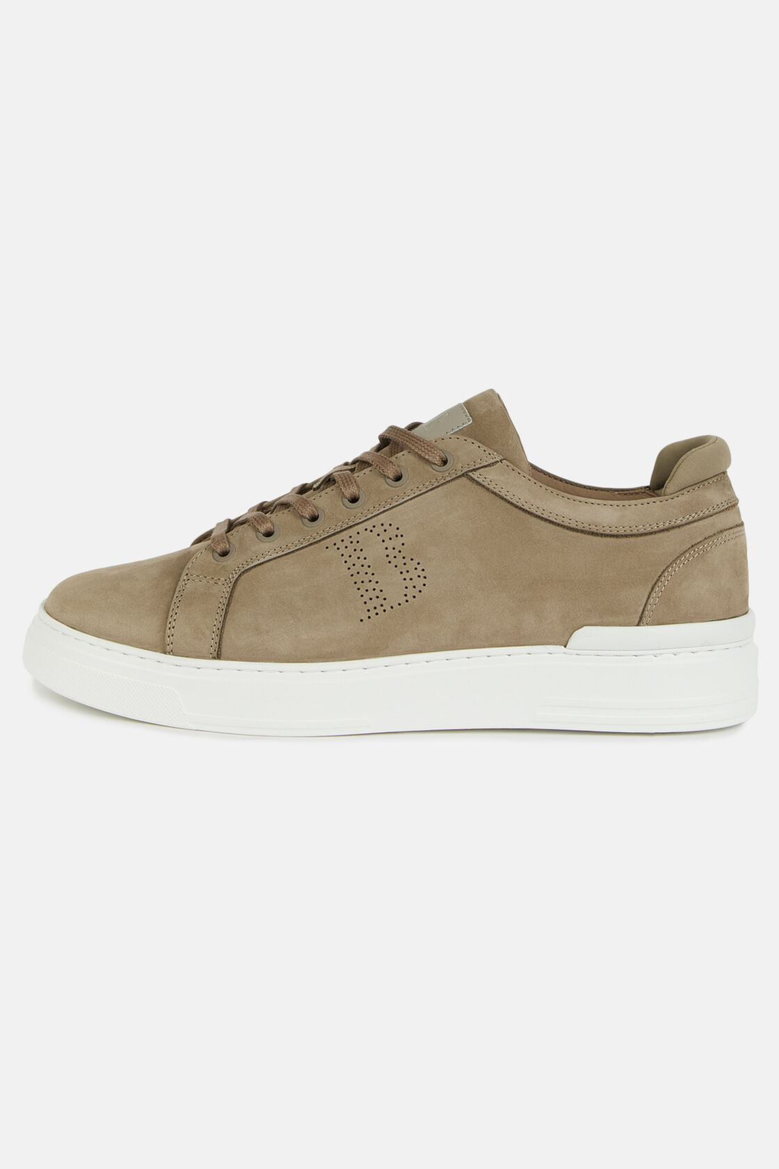 Brown Nubuck Leather Trainers with Logo, Brown, hi-res