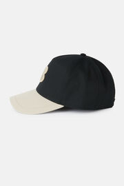Καπέλο μπέιζμπολ με γείσο και βαμβακερό κέντημα, Black, hi-res