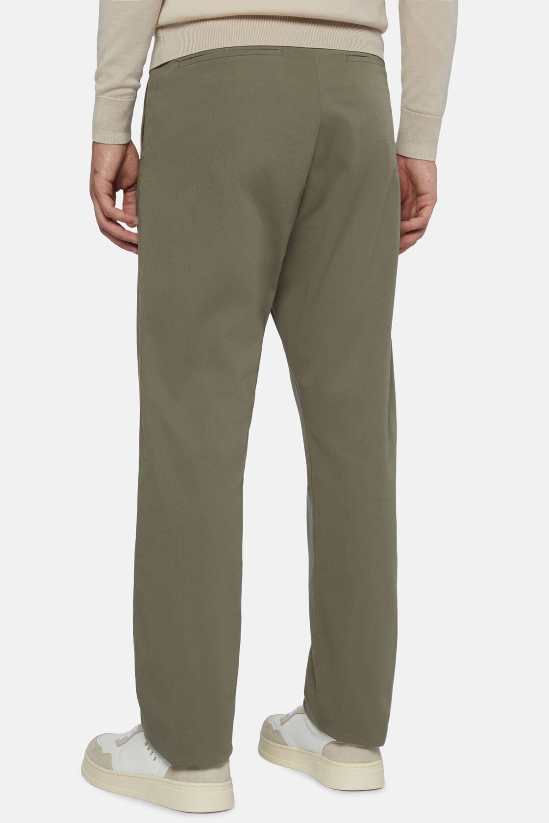 Stretch Cotton Trousers, Military Green, hi-res