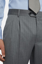 Dwurzędowy szary garnitur w prążki z czystej wełny, Grey, hi-res