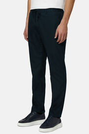 B Tech Stretch Cotton and Nylon Trousers, Navy blue, hi-res