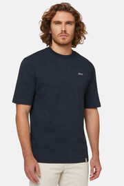 T-Shirt In Misto Cotone Organico, Navy, hi-res