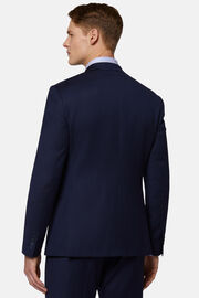 Marineblauer Anzug Mit Diagonalem Muster Aus Elastischer Wolle, Navy blau, hi-res