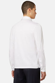 Long Sleeved Regular Fit Polo Shirt In Pima Cotton Jersey, White, hi-res