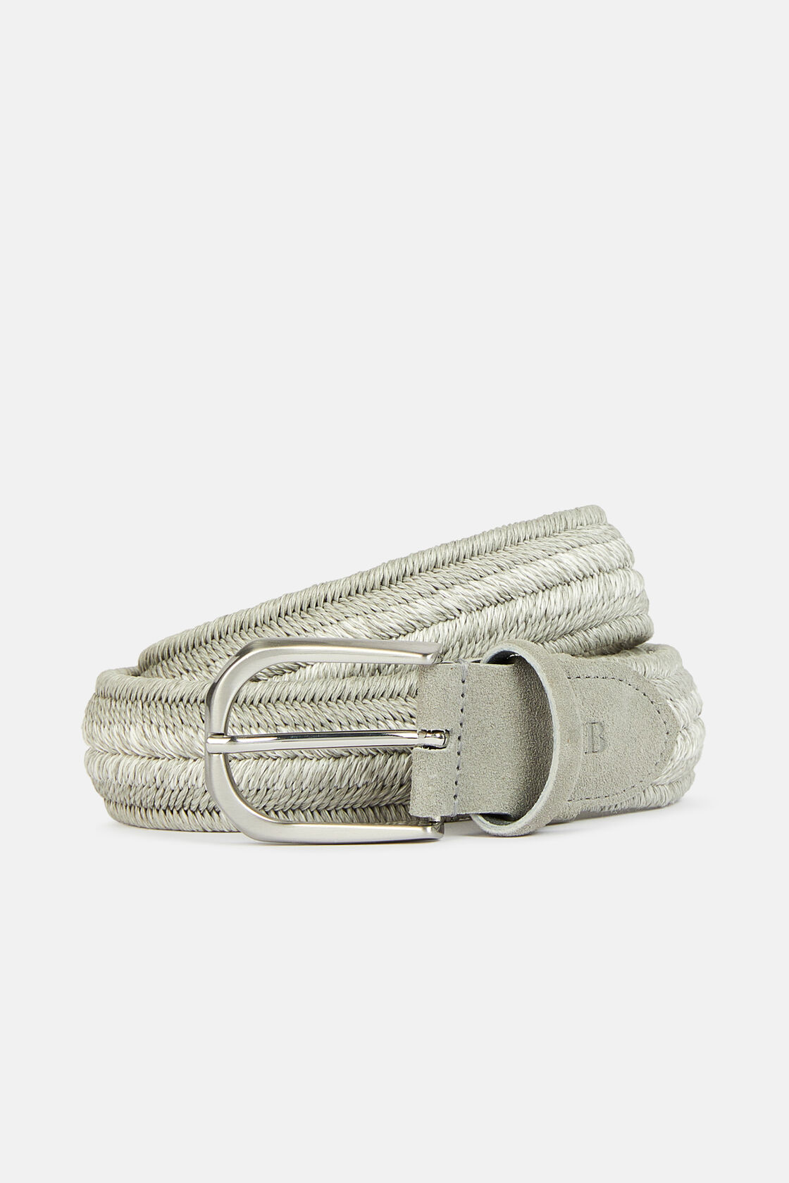 Stretch Linen Blend Woven Belt, Grey, hi-res