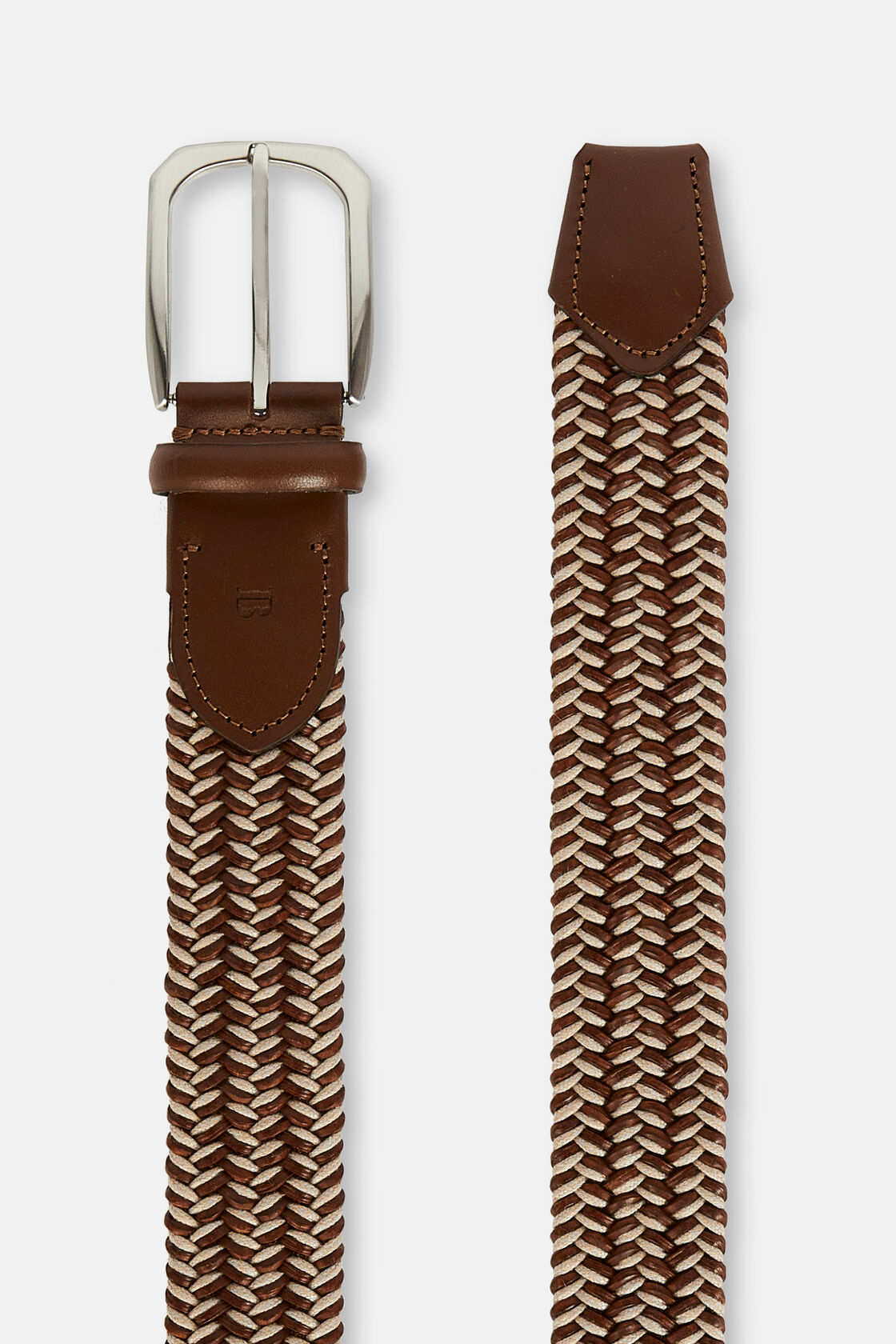 Cinturón Trenzado Elástico De Mezcla Algodón, marrón, hi-res