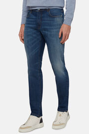 Dark Blue Stretch Denim Jeans, , hi-res