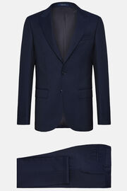Navy Blue Textured Wool Suit, Navy blue, hi-res