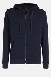Full Zip Cotton Hooded Sweatshirt, Navy blue, hi-res