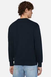 Katoenen sweatshirt met ronde hals, Navy blue, hi-res