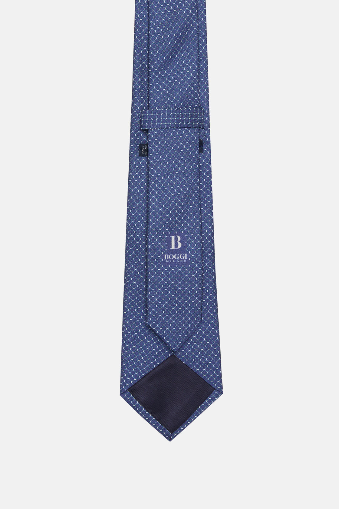 Stirrup Pattern Silk Tie, Navy - Green, hi-res