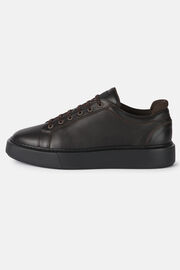Dark brown lightweight leather trainers, , hi-res