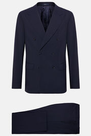 Double-Breasted Navy Houndstooth Suit in Wool, Navy blue, hi-res