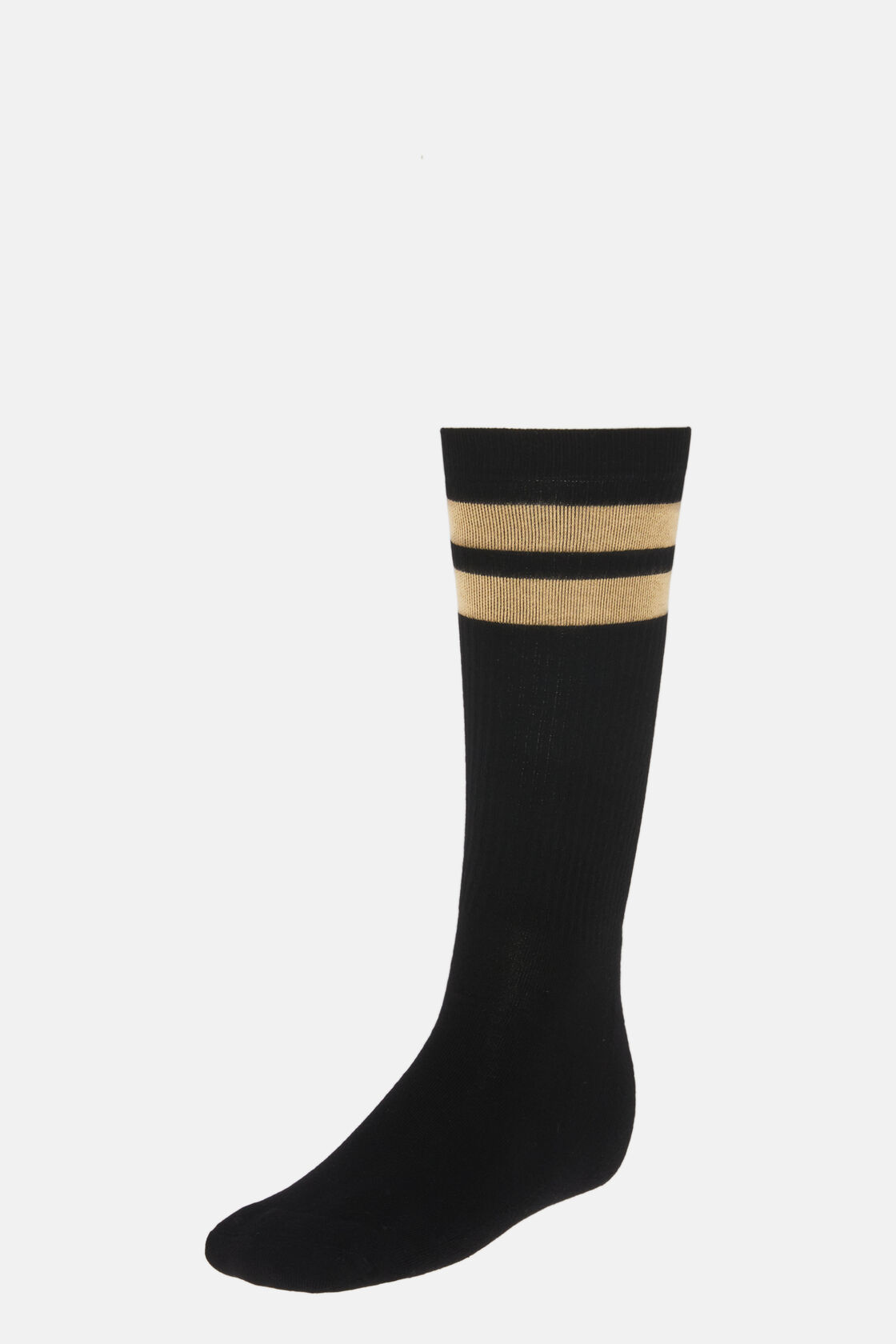 Κάλτσες με διπλή ρίγα, από σύμμεικτο βαμβάκι, Black, hi-res