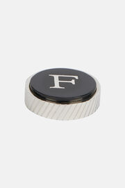 Circular letter f for cufflinks, Black, hi-res