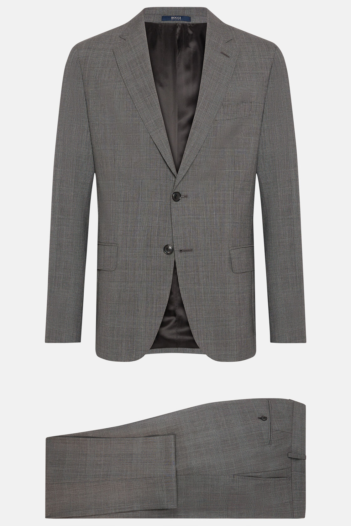 Grey Prince of Wales Check Suit In Pure Wool, Grey, hi-res