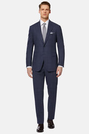 Blue Prince of Wales Check Pure Wool Suit, Blue, hi-res