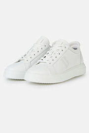 White Leather Trainers With Logo, , hi-res
