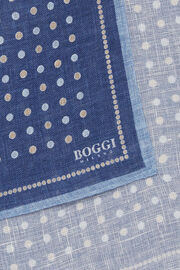 Polka Dot Pattern Linen Pocket Square, Blue, hi-res