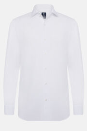 Wit regular fit katoenen dobby overhemd, White, hi-res