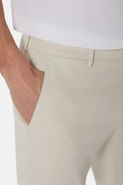 Pantaloni In Cotone Tencel Elasticizzato, Crema, hi-res