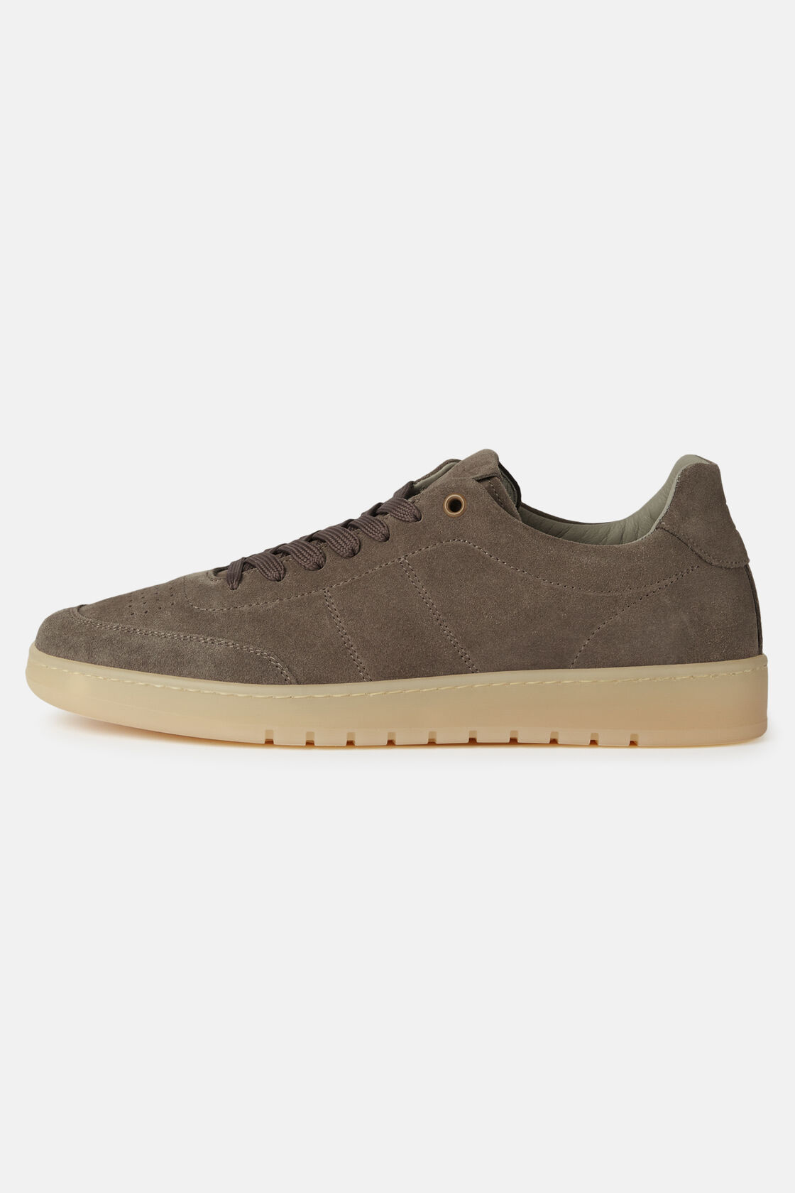 Sneakers In Pelle Scamosciata Taupe, Taupe, hi-res