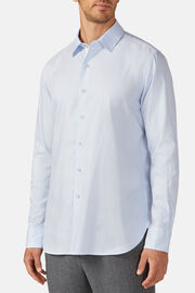 Regular Fit Shirt in Blue Striped Cotton and Tencel, Light Blu, hi-res