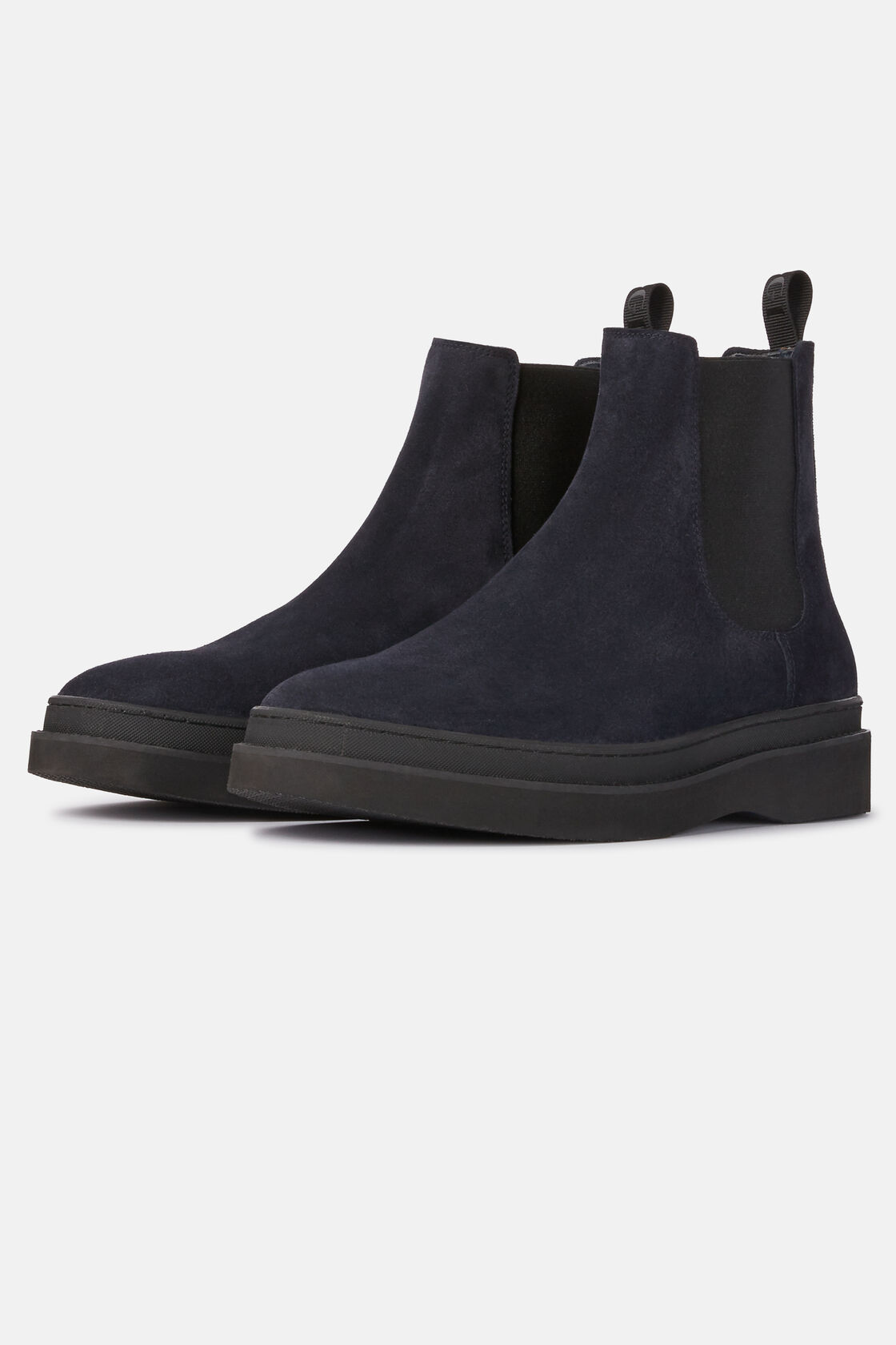 Suede Leather Ankle Boots, Navy blue, hi-res