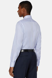 Slim fit royal gestreept overhemd van katoentwill, Bluette, hi-res