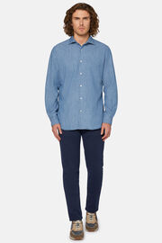 Βαμβακερό τζιν πουκάμισο κανονικής εφαρμογής, Indigo, hi-res