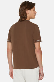 T-shirt em malha de algodão crepado castanha, Brown, hi-res