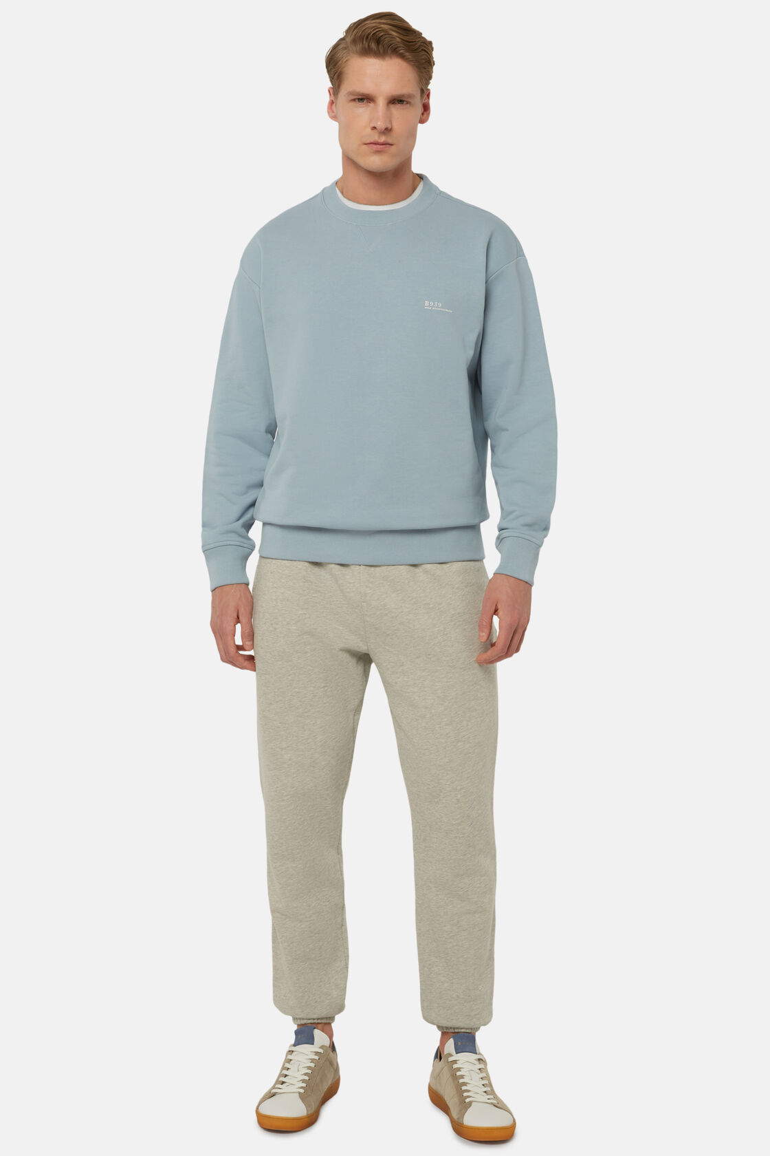 Sweatshirt Mit Rundhalsausschnitt Aus Recycelter Baumwollmischung, Hellblau, hi-res
