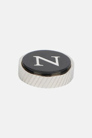 Circular letter n for cufflinks, Black, hi-res