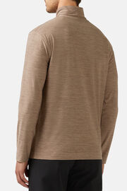 Long-Sleeved High Neck T-Shirt in Technical Fabric, Brown, hi-res