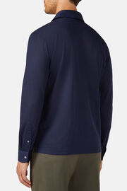 Regular Fit Merino Jersey Long-Sleeved Polo Shirt, Navy blue, hi-res