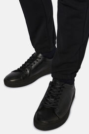 Czarne buty sportowe ze skóry z logo, Black, hi-res